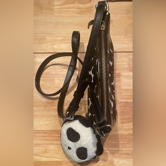 Kate Spade Dot Print Crossbody Black White + Panda Plush Coin Pouch Charm. - Picture 5 of 6